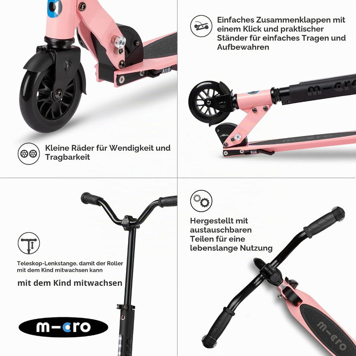 MICRO Unisex Jugend Spirite Deluxe Scooter Einheitsgrösse Neon Rose, Einheitsgrösse Neon Rose