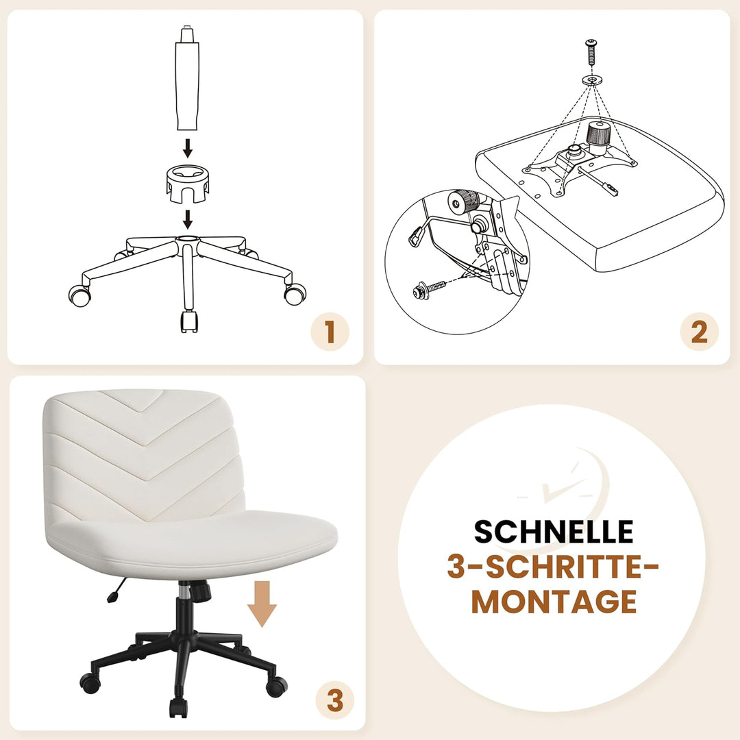 Yaheetech Bürostuhl mit Rollen, Schreibtischstuhl mit breitem Sitzkissen, Höhenverstellbar Drehstuhl
