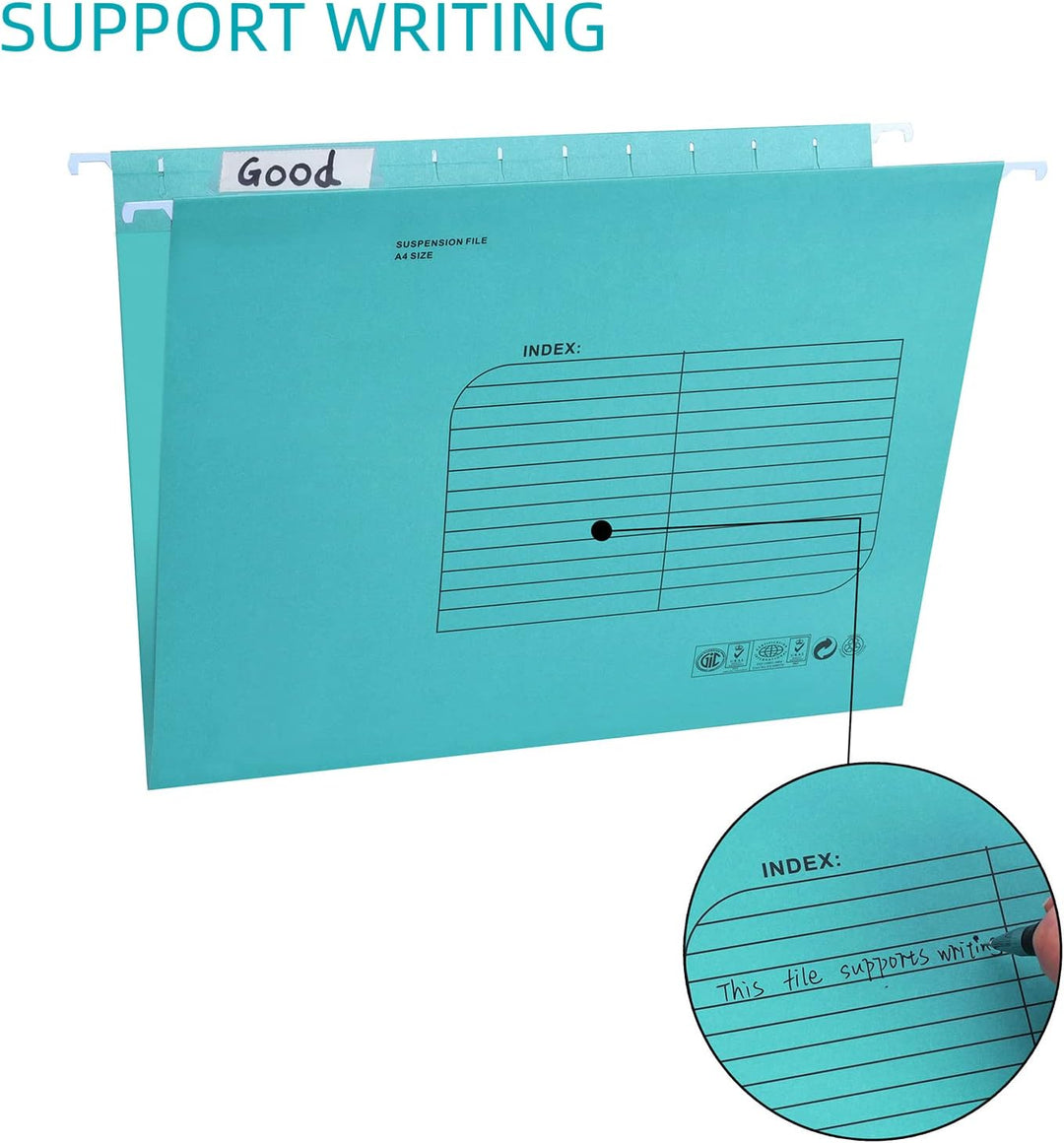 Hängemappen A4,25 Stück Hängemappe mit Tabs und Karteneinsätzen für Schule, Zuhause, Büro(Blau), Bla