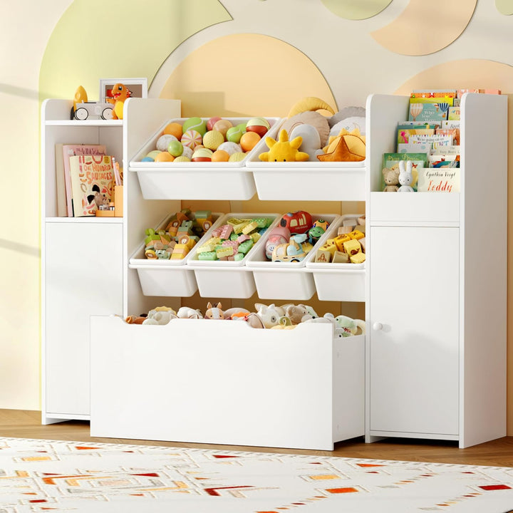 FOREHILL Kinderregal mit Bücherregal, Spielzeug Aufbewahrung, Kinderzimmer Möbel mit Aufbewahrungsbo