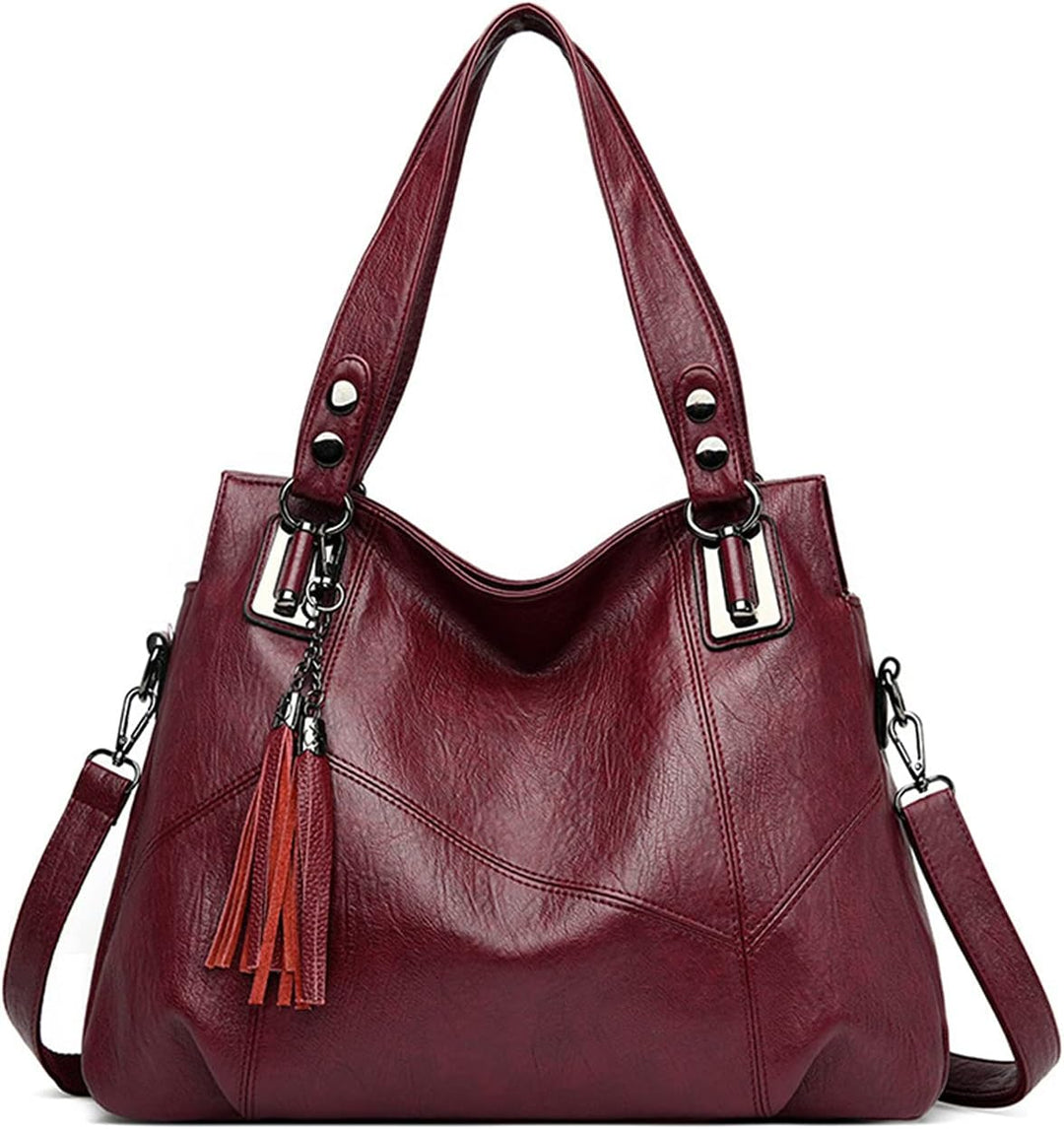 PORRASSO Damen Handtasche Mode Hobo Schultertasche Frauen Umhängetasche Grosse PU Leder Henkeltasche