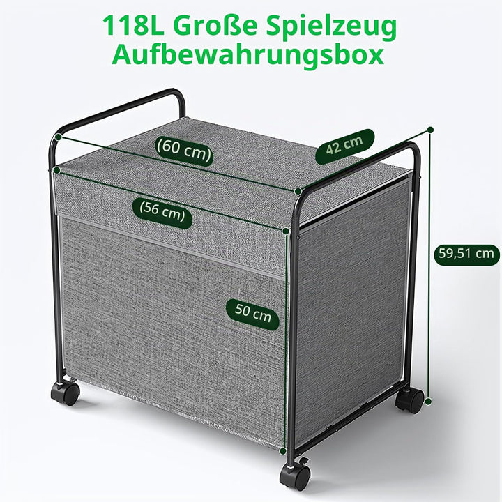 Aufbewahrungskiste für Spielzeug mit 360° Drehbaren Rädern, 118L Aufbewahrungskorb Kinder Spielzeugk