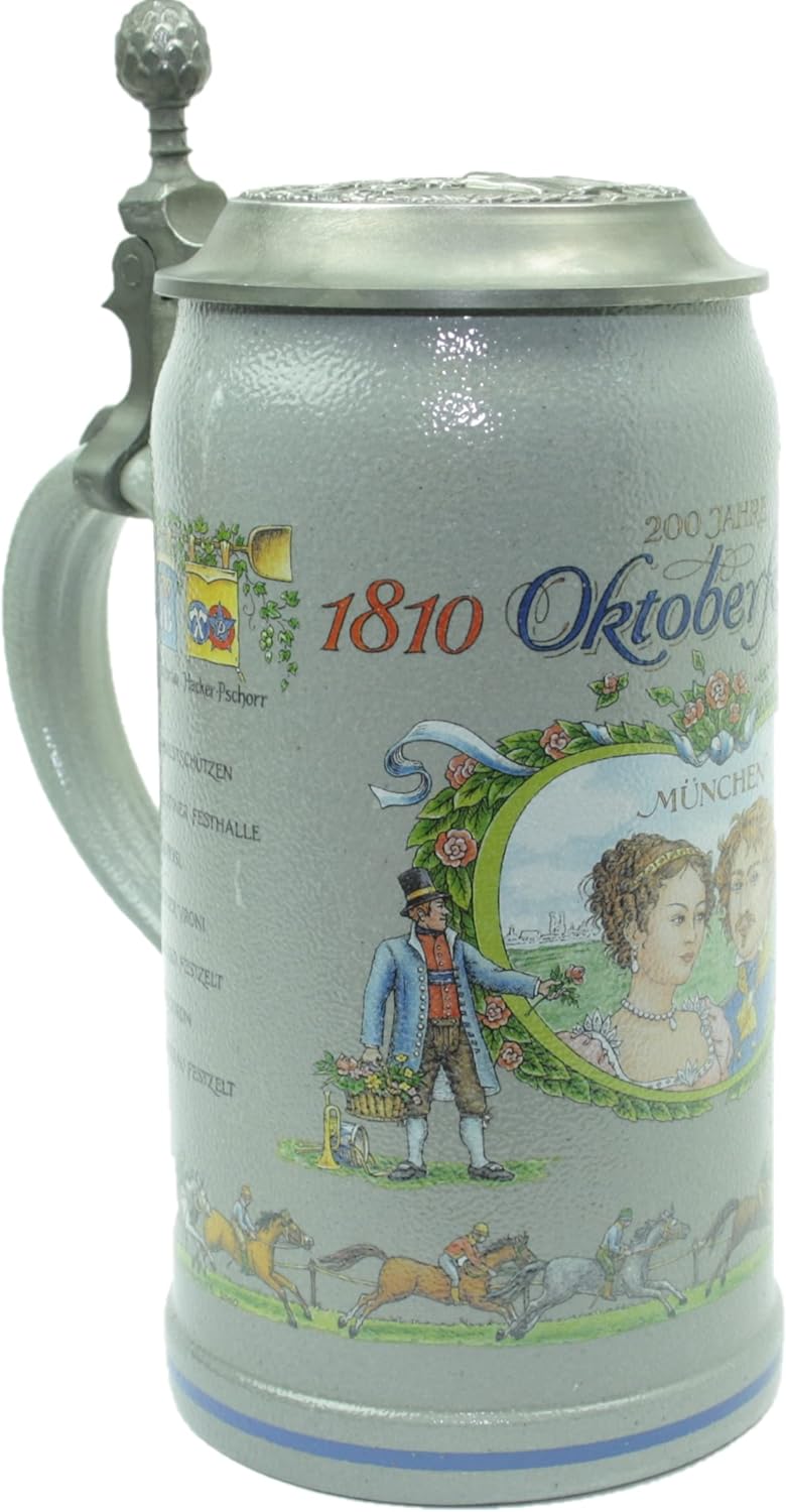 Steinfixx® - Original Oktoberfestkrug Jubiläumskrug 200 Jahre aus dem Jahr 2010 mit Zinndeckel, Zert