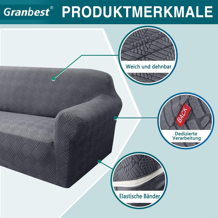 Granbest Stilvolle Rhombus Dicker Sesselbezug Hoher Stretch Stuhlüberzug 1-Sitzer Couchbezug für Kin