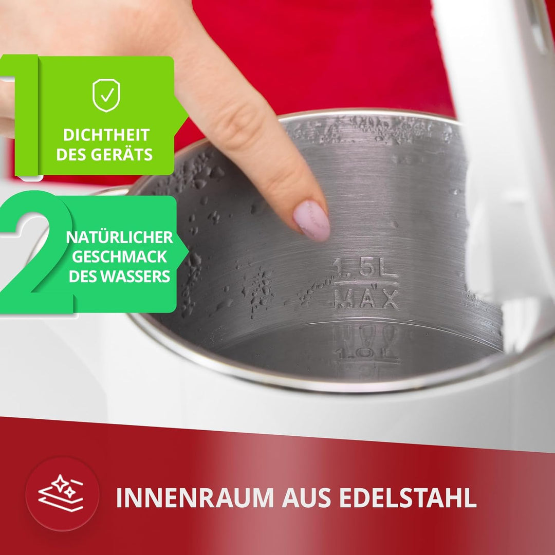 MPM MCZ-120 Wasserkocher 1,5L mit Doppelwand-Design, Temperaturregelung 40-100°C, Edelstahl-Innenbeh
