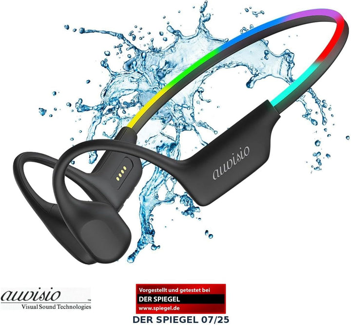 auvisio wasserdichte Knochenschall-Kopfhörer, BT 5.3, 32 GB MP3-Player, IP68