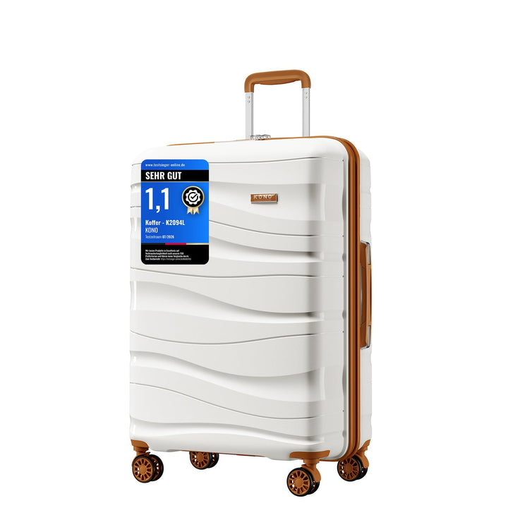 KONO Mittelgross Koffer 65cm Leicht Reisekoffer aus Polypropylen Hartschale Koffer mit 4 Rollen und