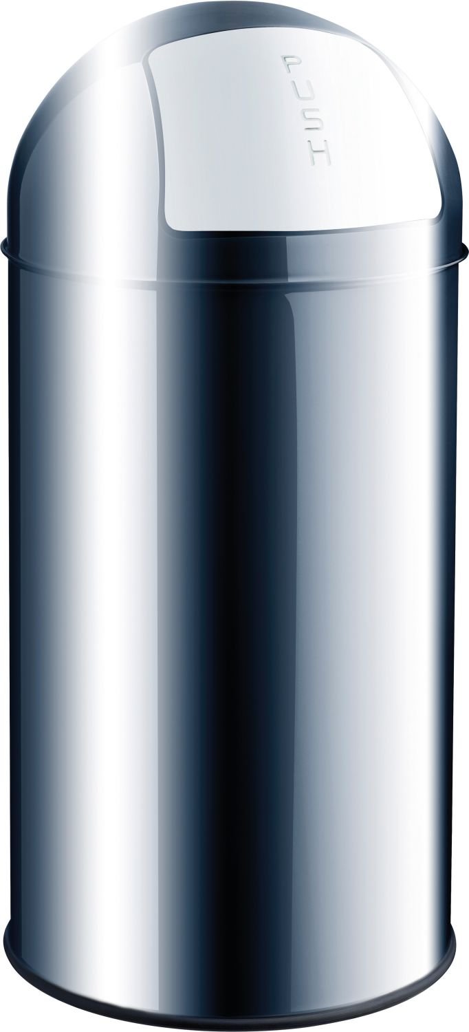 helit H2401700 - Push-Abfallbehälter „the dome“ 30 L, Edelstahl | Mülleimer mit Push-Einwurfklappe,