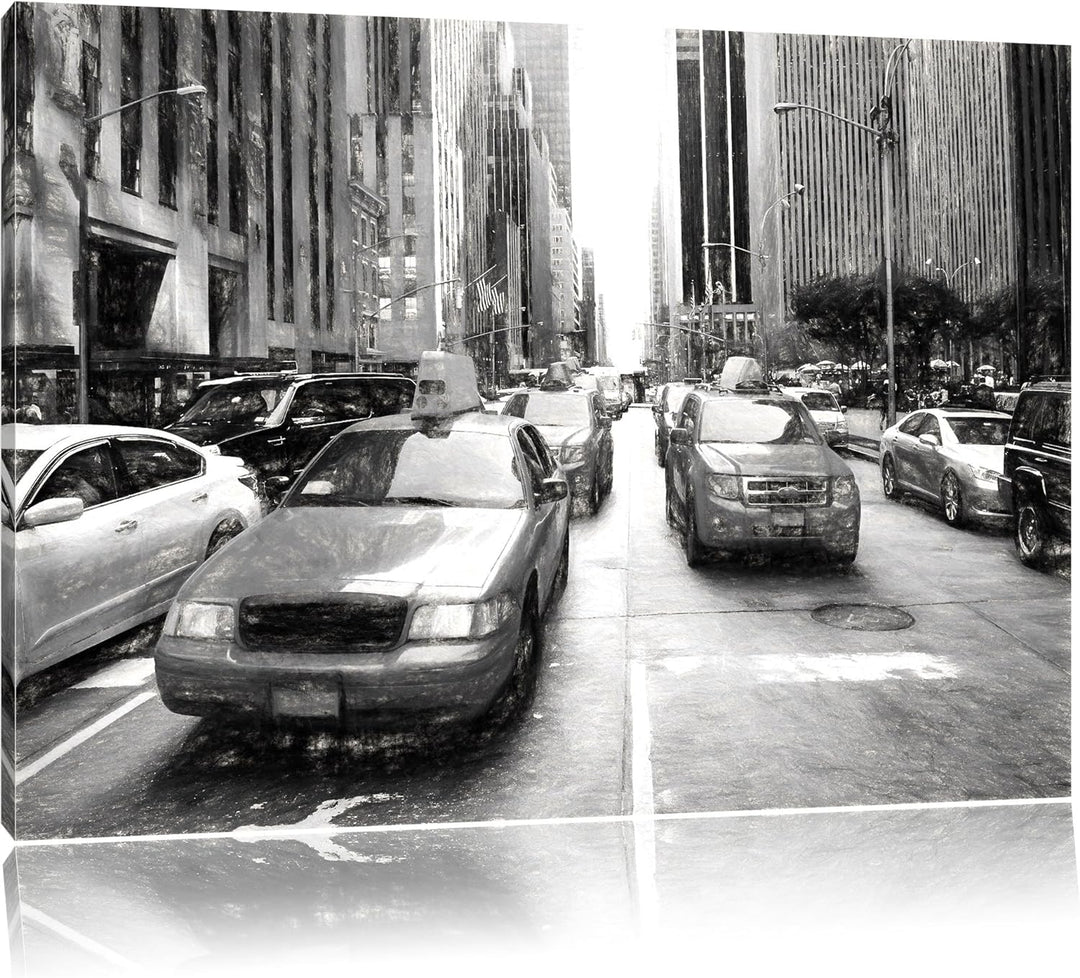 Pixxprint Cityverkehr New York als Leinwandbild/Grösse: 100x70 cm/Wandbild/Kunstdruck/fertig bespann