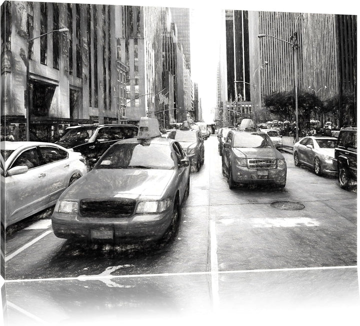 Pixxprint Cityverkehr New York als Leinwandbild/Grösse: 100x70 cm/Wandbild/Kunstdruck/fertig bespann