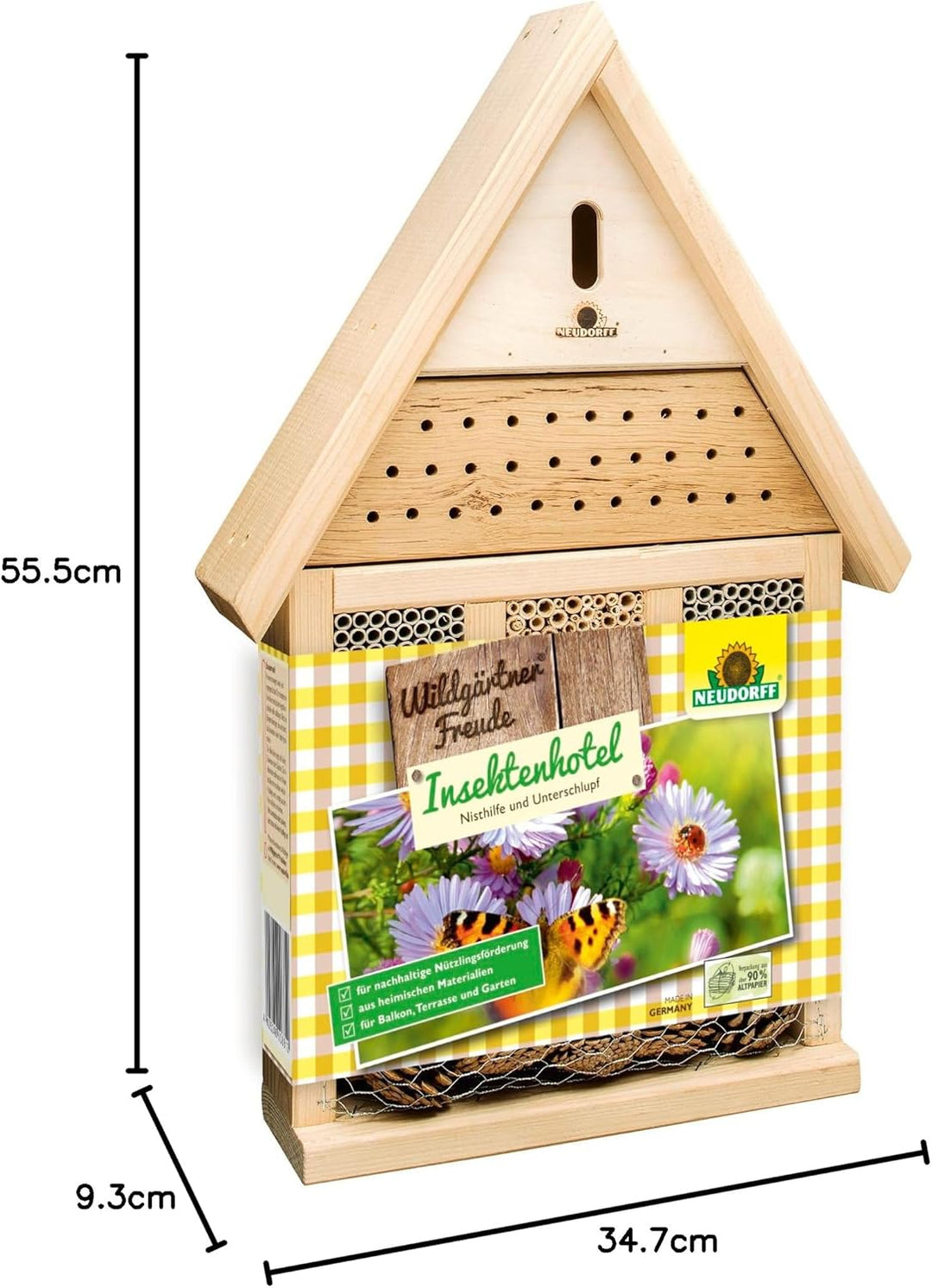 Neudorff Wildgärtner Freude Insektenhotel als Nist- und Überwinterungshilfe für Wildbienen, Marienkä