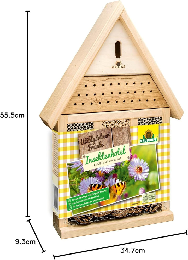 Neudorff Wildgärtner Freude Insektenhotel als Nist- und Überwinterungshilfe für Wildbienen, Marienkä