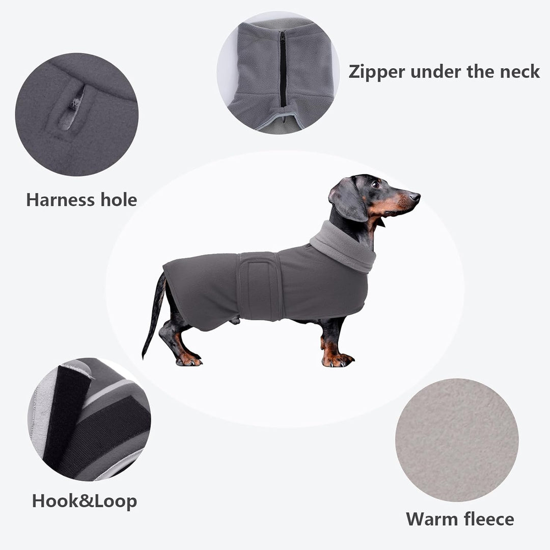 MOREZI Winterhundejacke mit wattiertem Flusenfutter, verstellbarem Klettknopf und hochklappbarem Ste