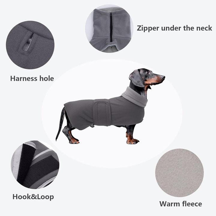 MOREZI Winterhundejacke mit wattiertem Flusenfutter, verstellbarem Klettknopf und hochklappbarem Ste