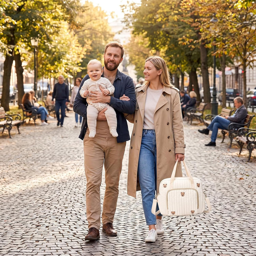 Wickeltasche für Neugeborene, Wickeltasche Baumwolle mit Stickerei, Kliniktasche für Geburt, Baby Ta