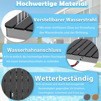 YRHome Gartendusche Bodendusche Aussendusche Campingdusche Aluminium/WPC Saunadusche Rechteck 70x55c