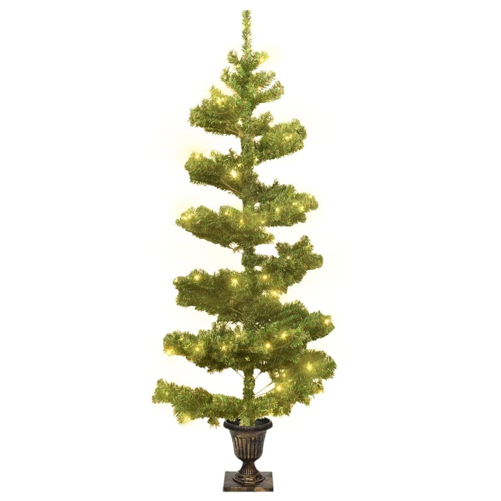 vidaXL Spiral Weihnachtsbaum mit Topf LEDs Christbaum Tannenbaum Dekobaum Kunstbaum Weihnachten Deko