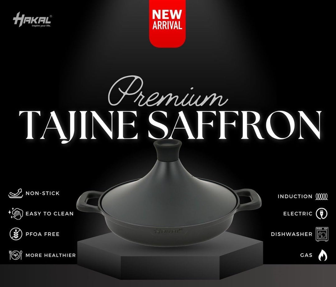 Tajine Safran 30 cm - Antihaft - PFOA free- Geeignet für alle Herdplatten - schwarz inkl. Ofenhandsc