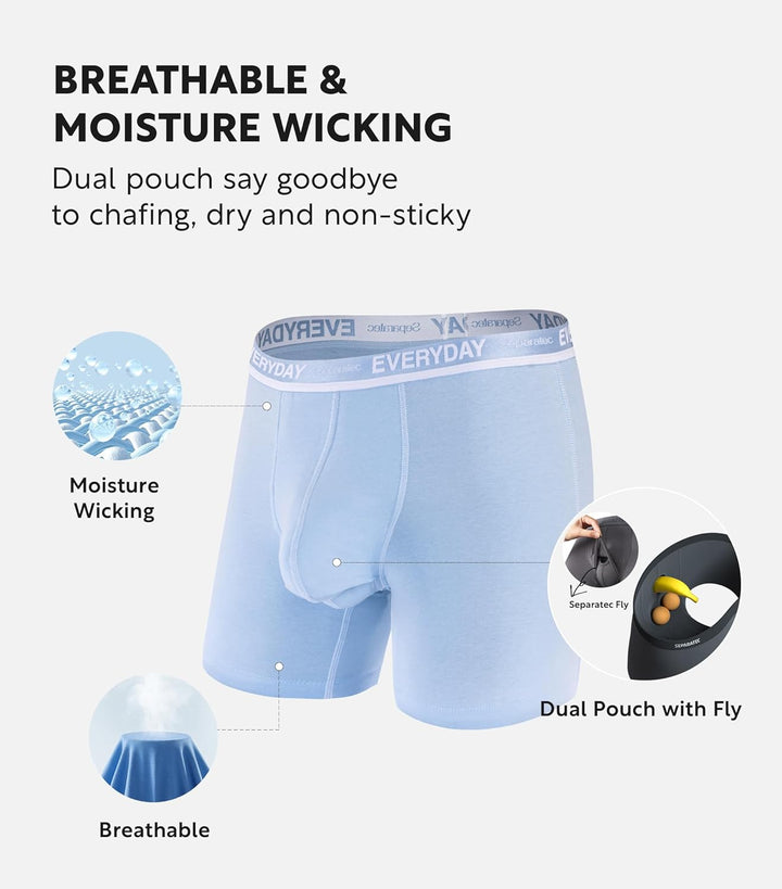 Separatec Herren Boxershorts 7er Pack Doppelbeutel Dual Pouch, Baumwolle Unterhosen Männer, Stretcke