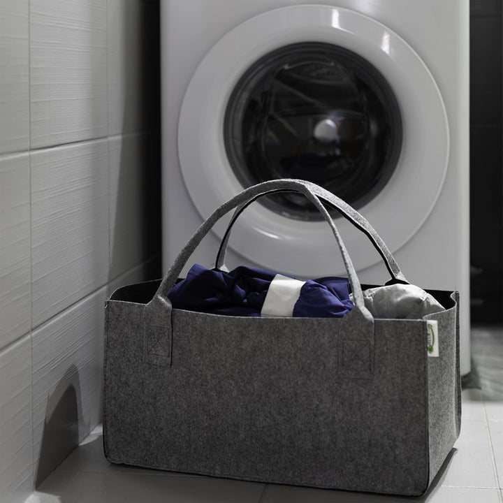 2 Stück Filztaschen Hellgrau Einkaufstasche Kaminholztasche Kaminholzkorb Filz Zeitungsständer Zeitu