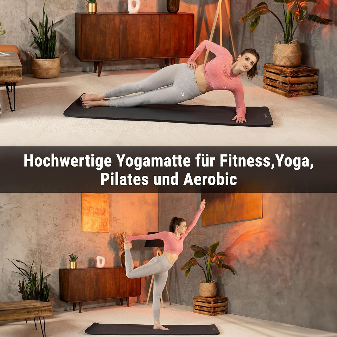 Hop-Sport Gymnastikmatte 190 x 60 cm x 2 cm, Sportmatte - gelenkschonend &amp; rutschfest, Fitnessmatte