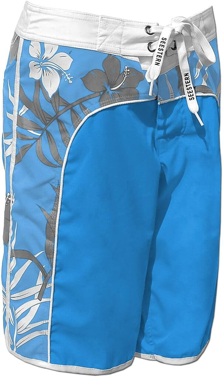 SEESTERN Damen Microstrech Boardshorts Surfshorts Boardshort Badehorts XS-4XL /2123 3XL Türkis, 3XL