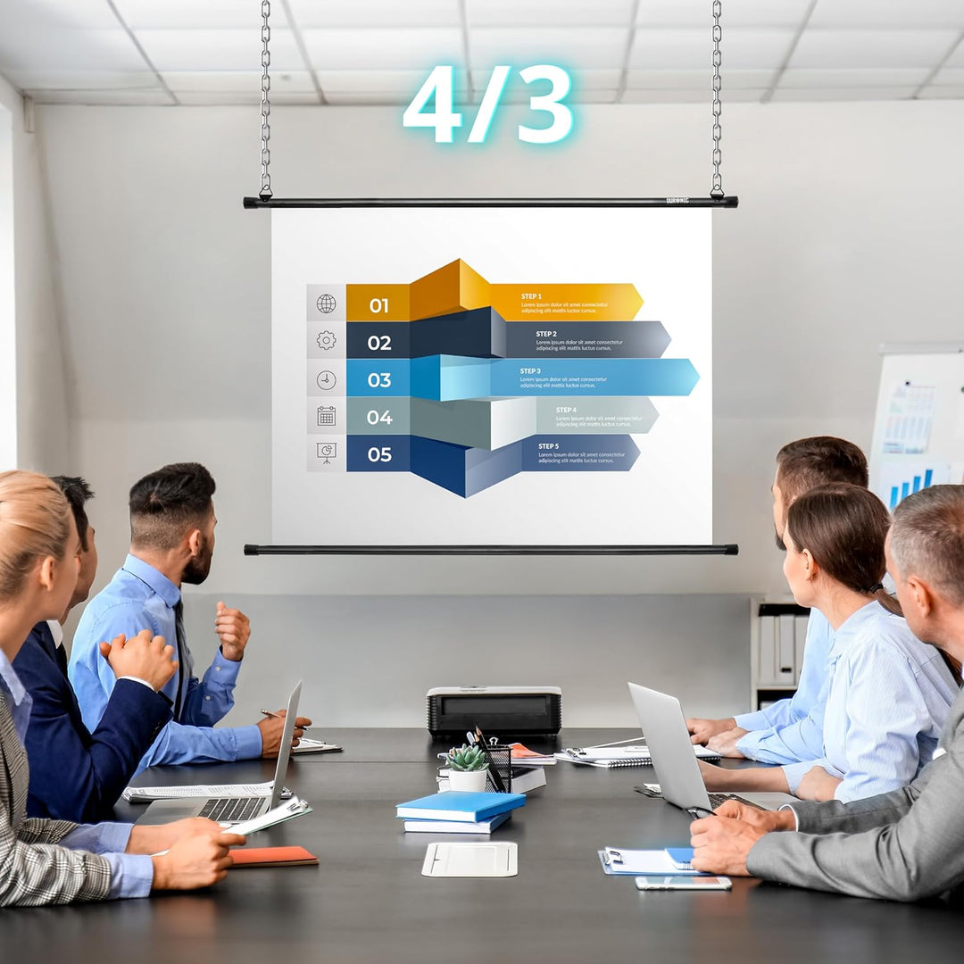 Duronic BPS50 16:9 Projektorleinwand, Beamerleinwand 50 Zoll, Heimkino mit 4K Full HD 3D, Rolloleinw