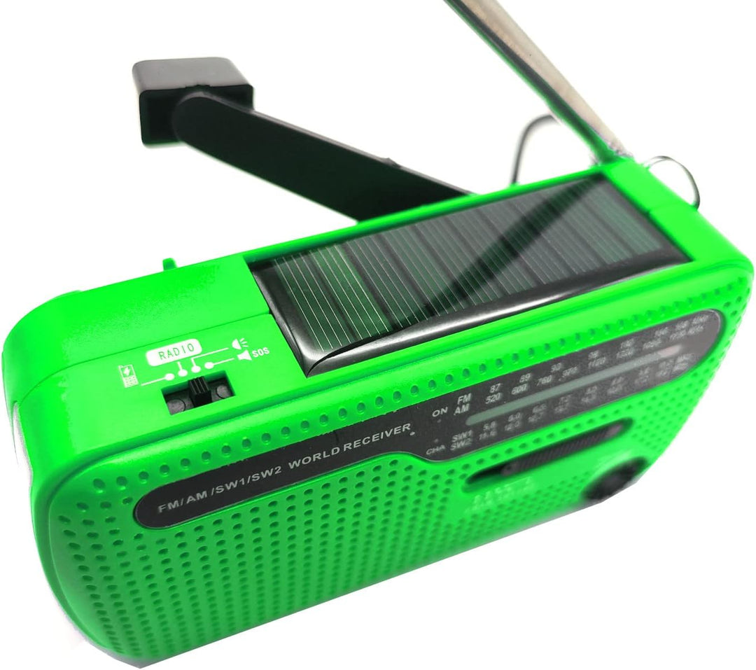 Kurbelradio, Solar &amp; Kurbel Notfallradio, AM/FM/SW Radio, Tragbares Retro Radio mit Weltempfänger, A