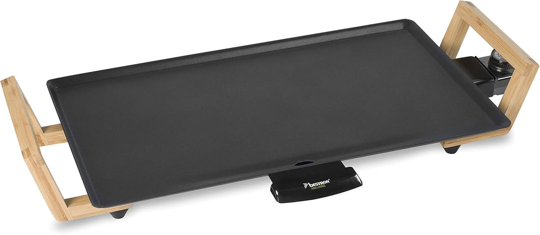 Bestron elektrischer Tischgrill, Plancha-/Teppanyaki-Grillplatte mit Antihaftbeschichtung, Grillspas