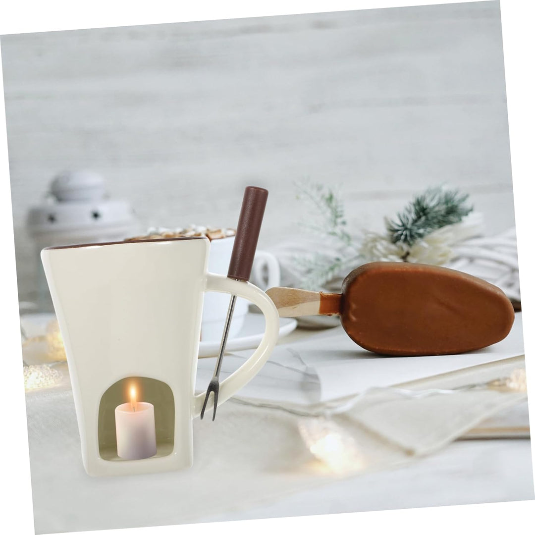 BESTonZON Eisbecher 1 Set Schokoladenfondue-Becher Keramik-Butterwärmer-Set Mini-Schmelz-Hot-Pot-Tas