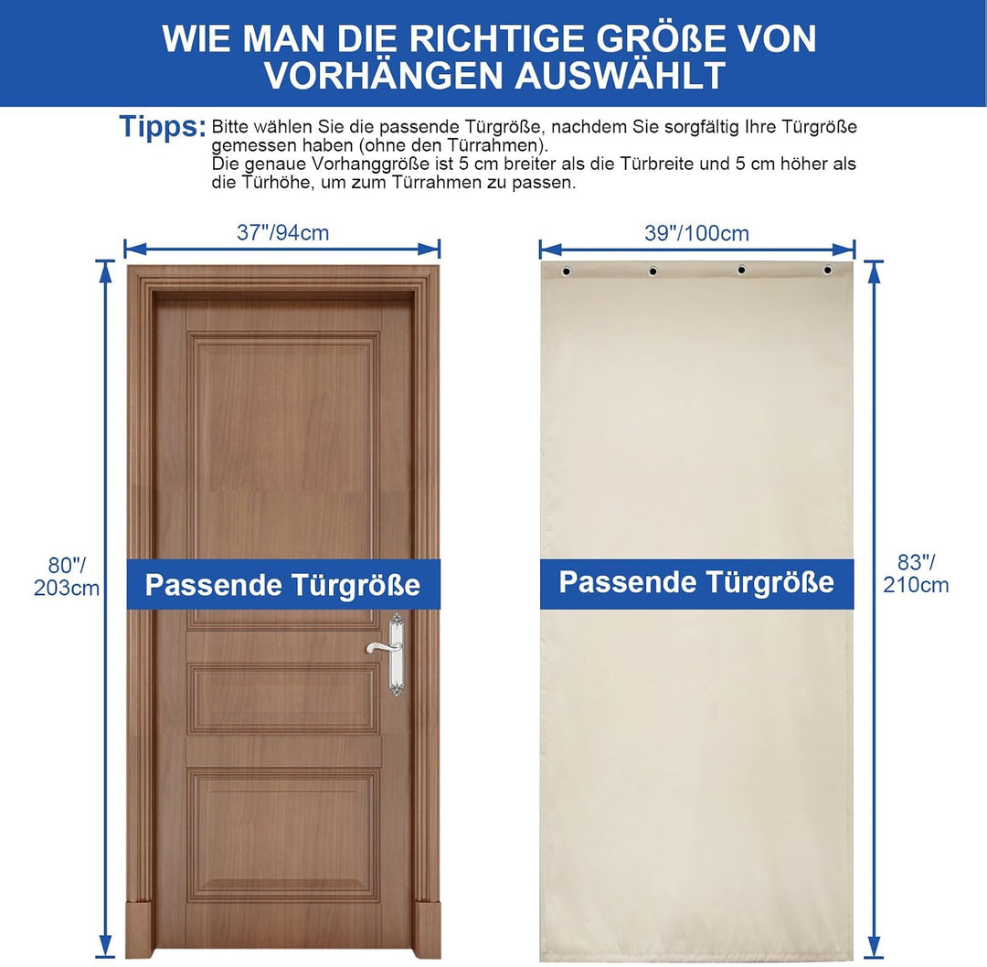 Lapalife Waterproof Wärmeschutzvorhang für Tür L210cmxB100,Thermo Türvorhang Winddichte Kältebeständ