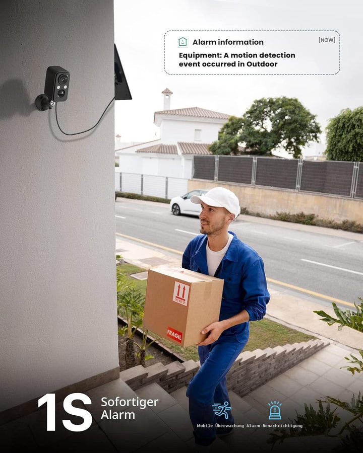 IHOXTX Überwachungskameras Aussen Akku mit Solarpanel, Kamera Überwachung Aussen WLAN mit Bunte Nach