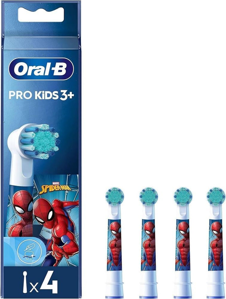 Oral-B Pro Kids Aufsteckbürsten für elektrische Zahnbürsten, Spiderman, 4 Stück, für sanftes Bürsten