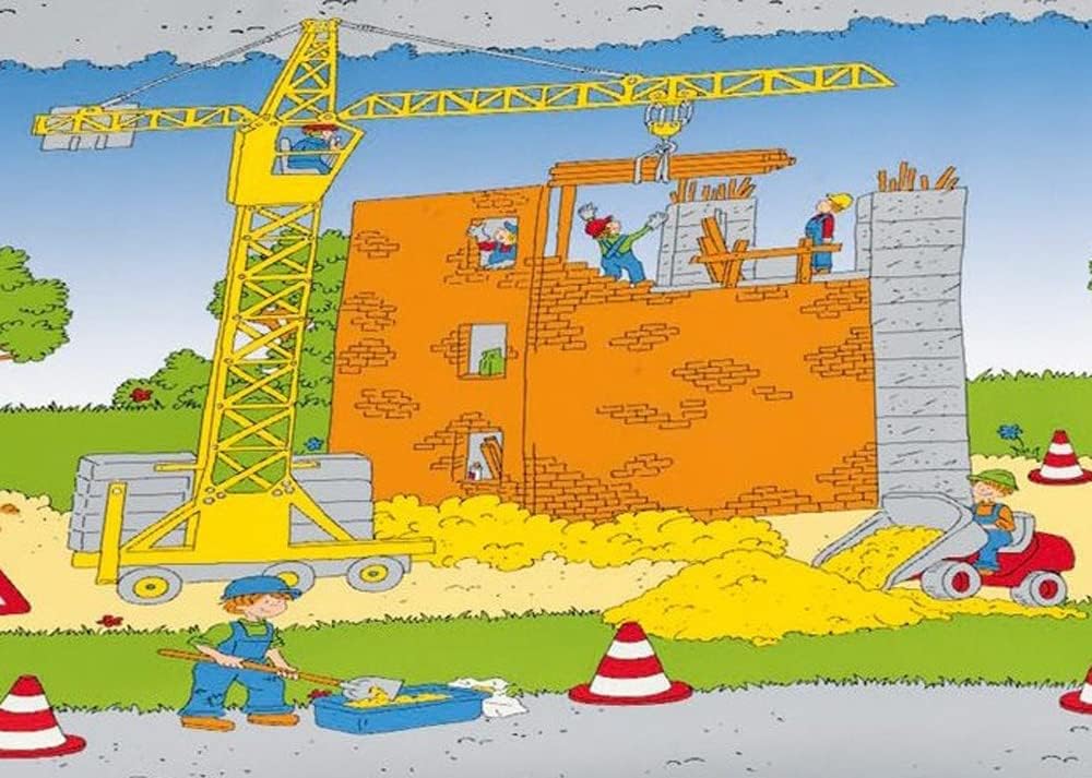 Bierbaum Kinder Fein - Biber Bettwäsche 2 TLG. 135x200cm Baustelle Baufahrzeuge