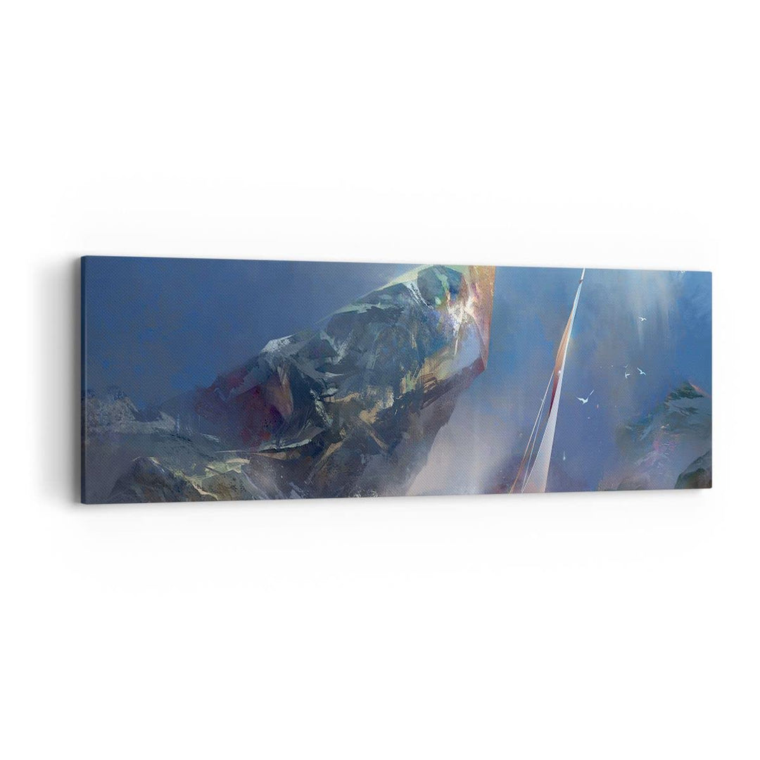 Panorama Bilder auf Leinwand Meer Segelboot Leinwandbild mit Rahmen 90x30cm Wandbilder Dekoration Wo