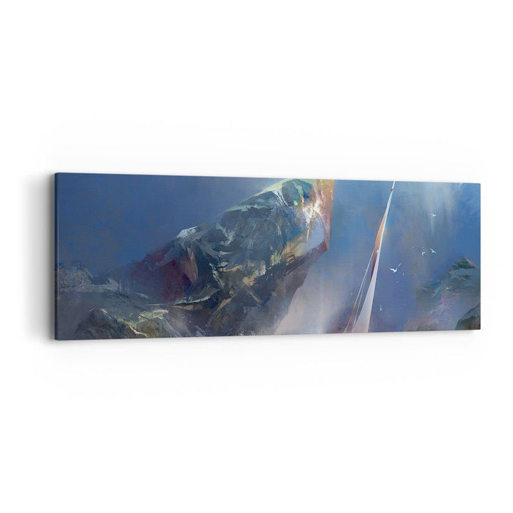 Panorama Bilder auf Leinwand Meer Segelboot Leinwandbild mit Rahmen 90x30cm Wandbilder Dekoration Wo
