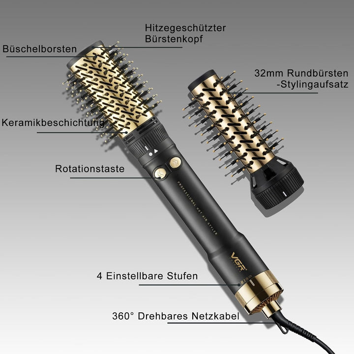 VGR 480 Rundbürste Profi 2 in 1 Föhnbürste Mit 32mm 50mm Für Salon, Schwarz | Rundbürstenföhn Mit Au