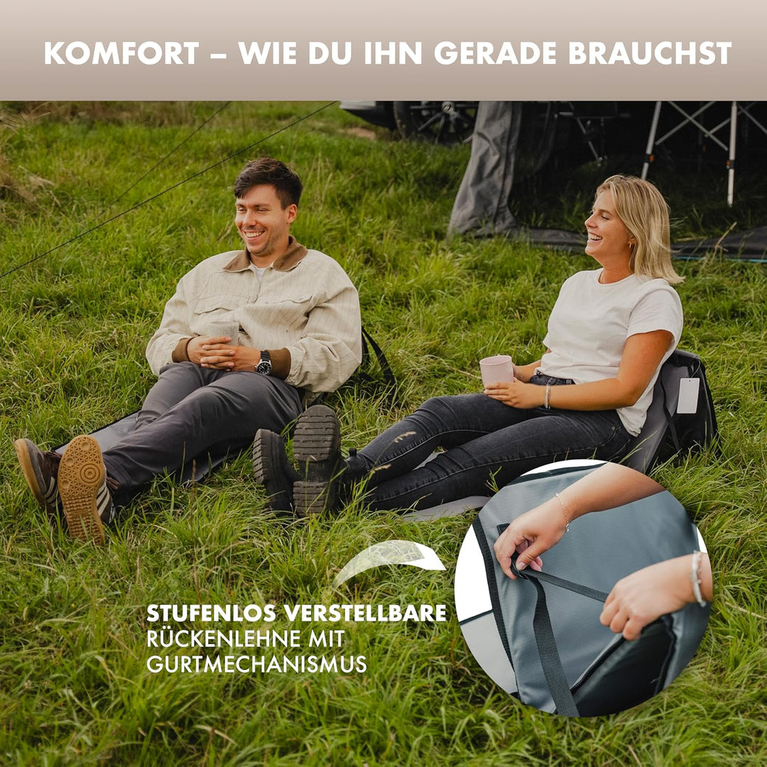 NATURBUMMLER Campingliege faltbar leicht [Cloud Lounge+] – tragbare Strandliege mit Rückenlehne &amp; Ta