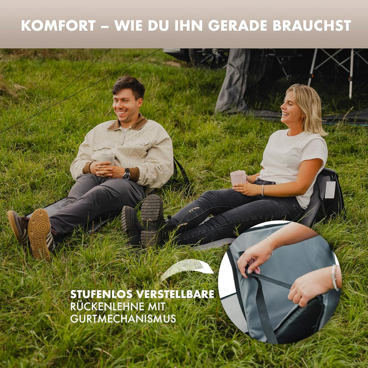 NATURBUMMLER Campingliege faltbar leicht [Cloud Lounge+] – tragbare Strandliege mit Rückenlehne &amp; Ta