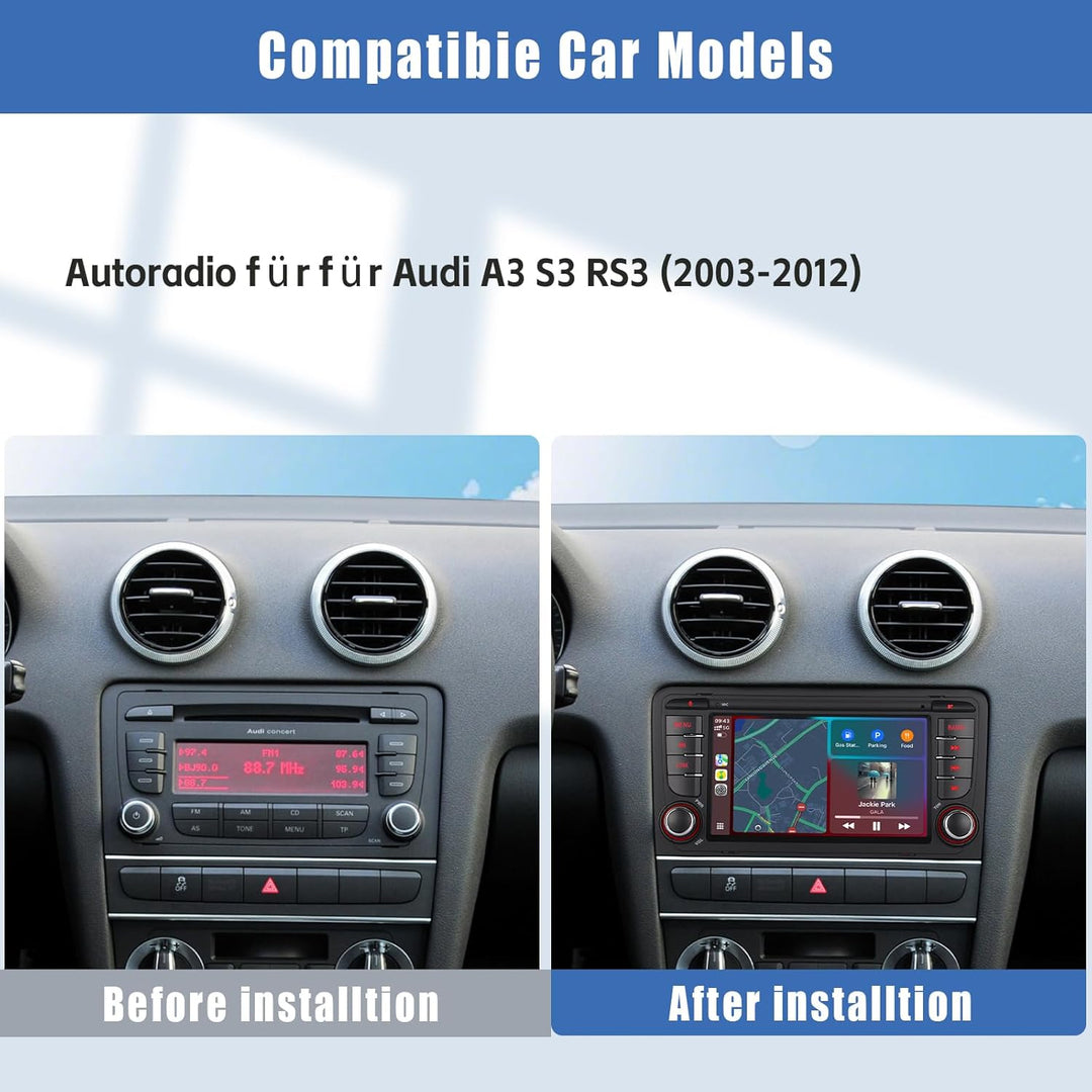 Autoradio kompatibles für Audi A3 S3 RS3 2003-2012 mit Wireless CarPlay und Android Auto,Car Radio m