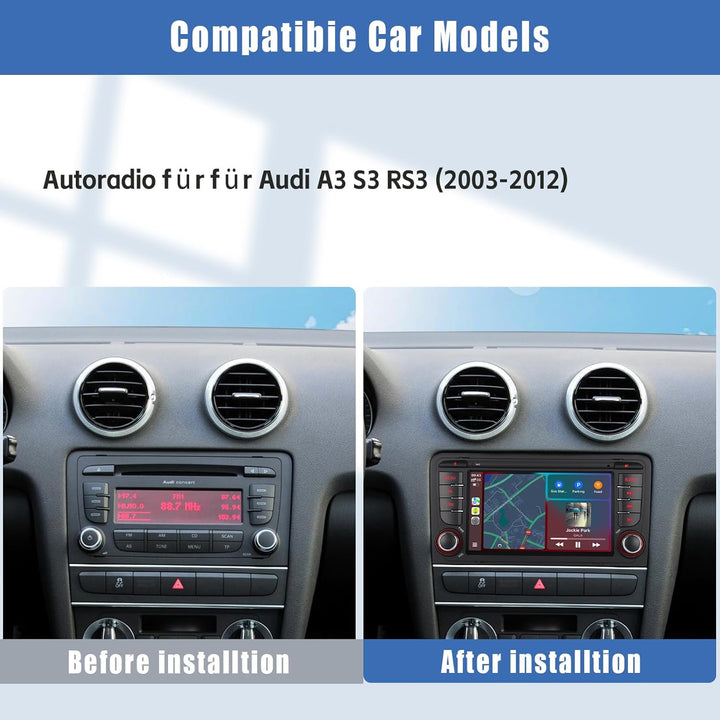 Autoradio kompatibles für Audi A3 S3 RS3 2003-2012 mit Wireless CarPlay und Android Auto,Car Radio m