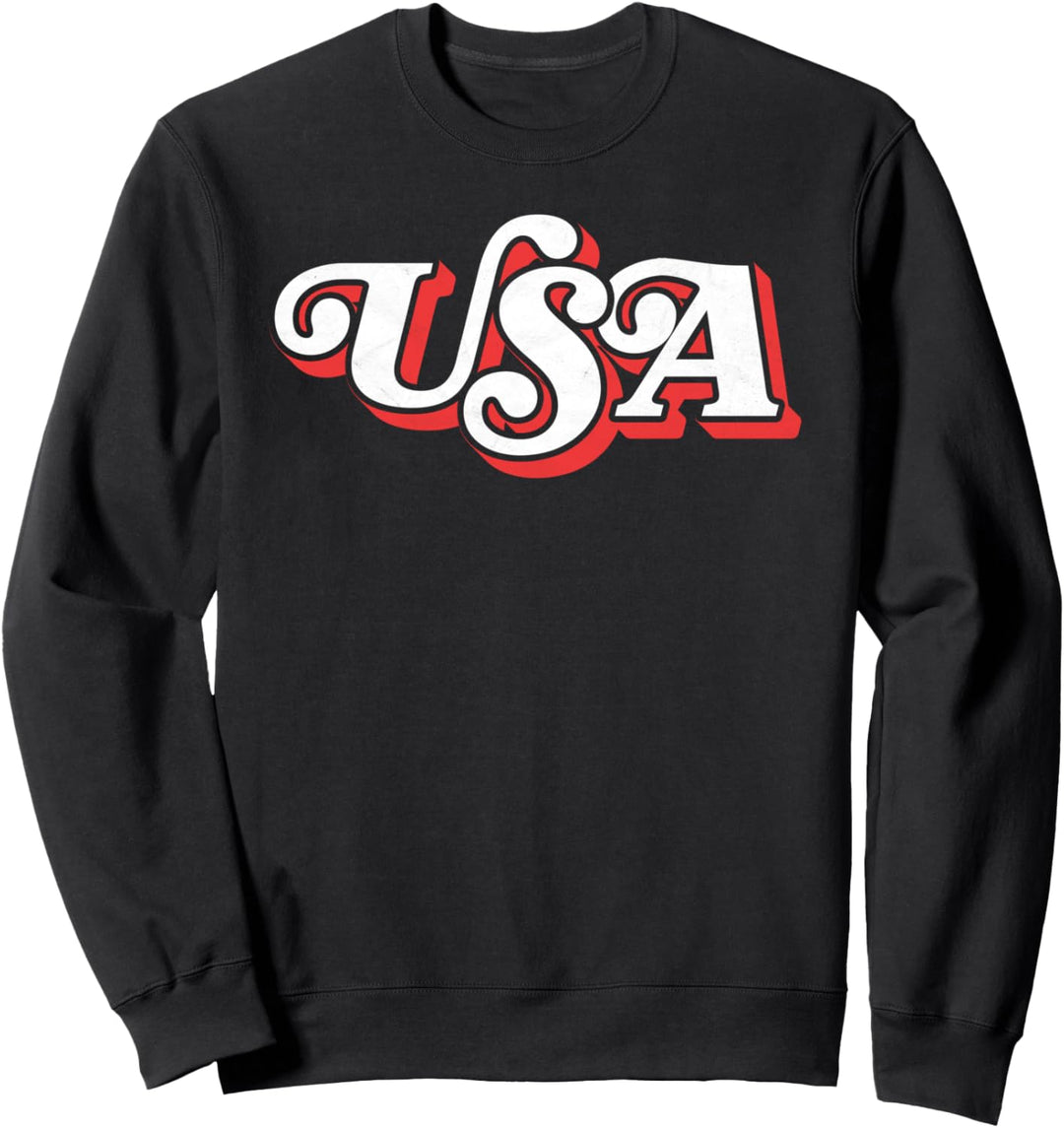 Vintage USA Retro Typography Patriotic 4th of July 80's Sweatshirt