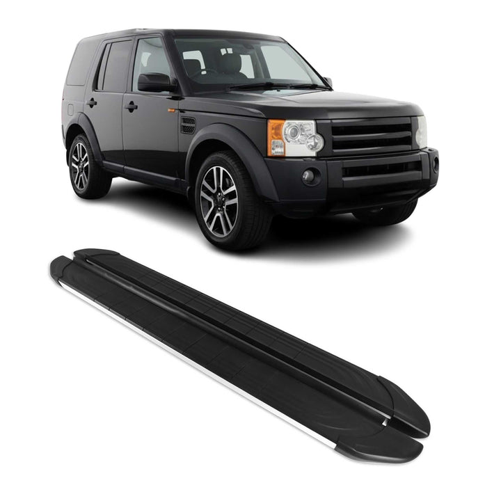 OMAC Trittbretter Seitenschweller kompatibel mit Land Rover Discovery 2004-2010 Alu Schwarz Grau APA