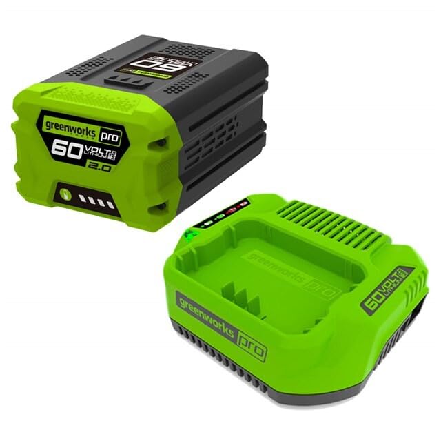 Greenworks 60V 2Ah Akku und Universal-Ladegerät GSK60B2 (Li-Ion 60V 2Ah Output 120W 2A passend für a