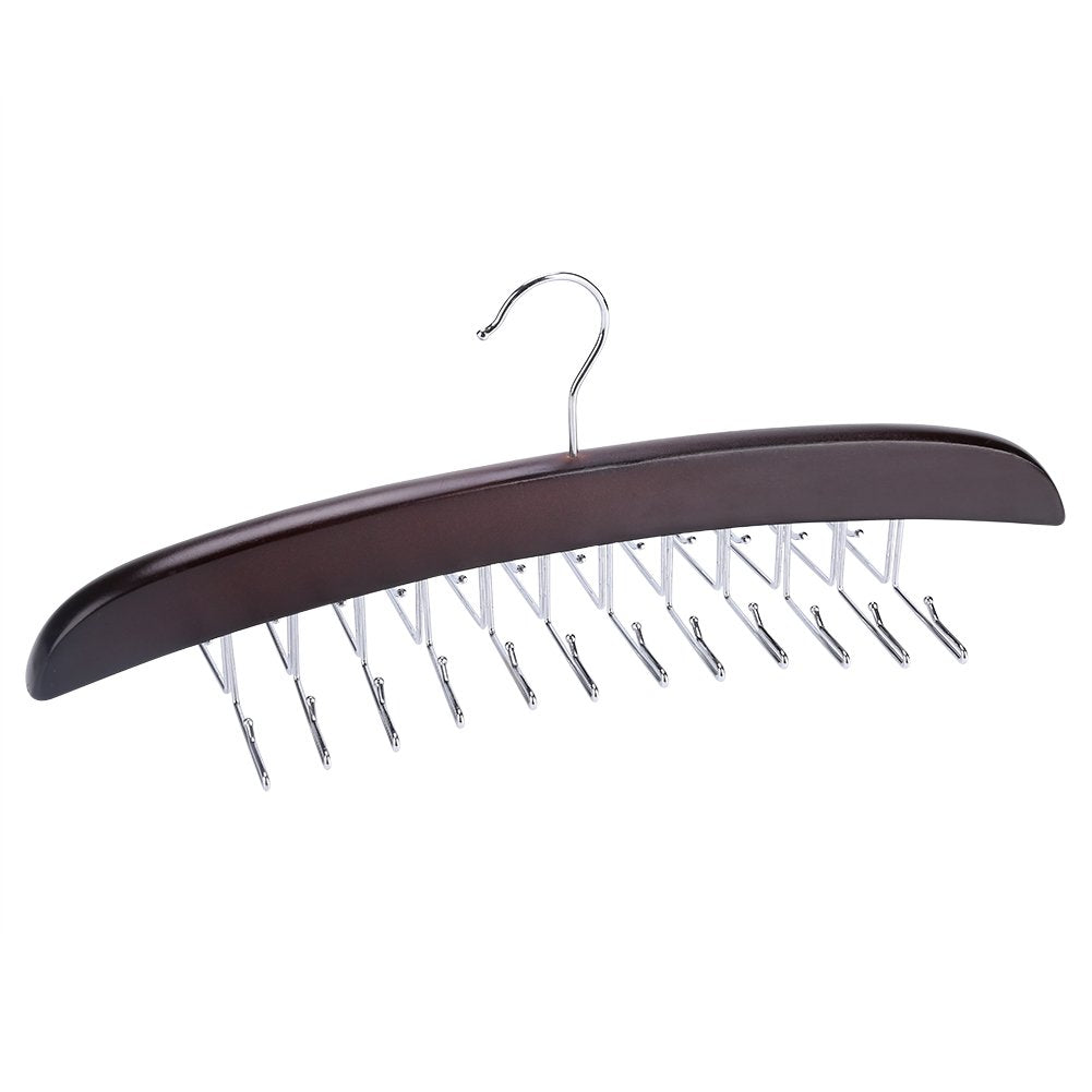 Krawattenhalter, 24 Haken, drehbar, Holz, Krawattenhalter, Aufbewahrung, Organizer (dunkelrot), Dunk
