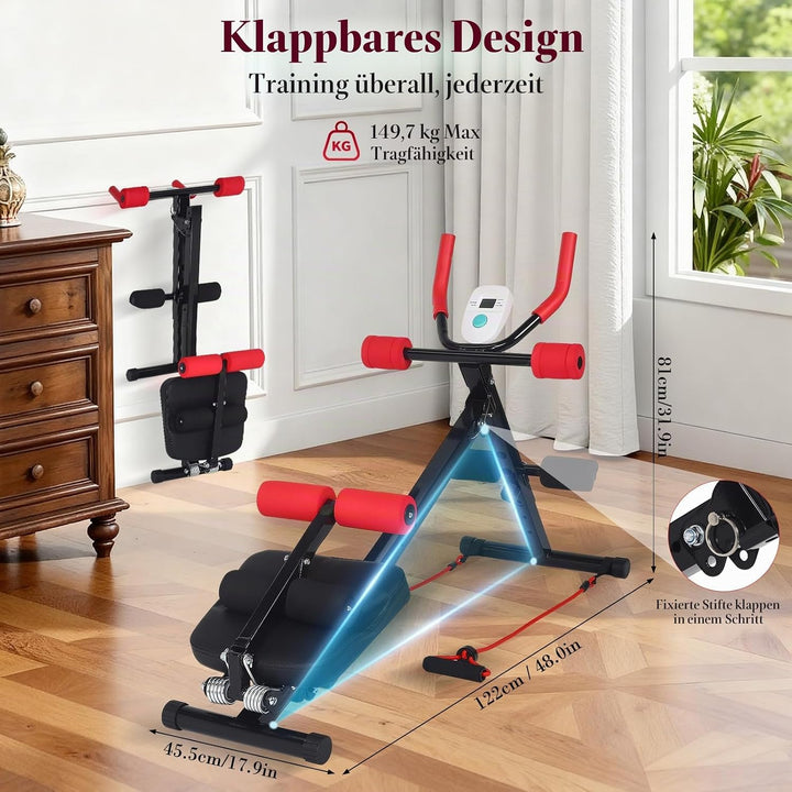 Bauchmuskeltrainer für Zuhause Rot, Rot