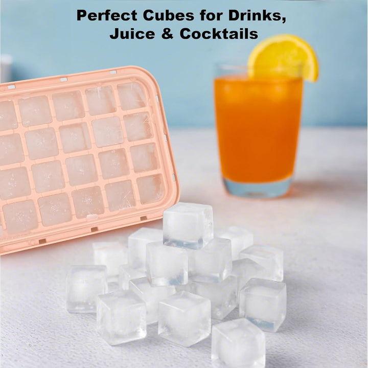 Eiswürfelform mit Deckel und Behälter, BPA-freier Eiswürfelbereiter für Gefrierschrank – 64 Würfel s