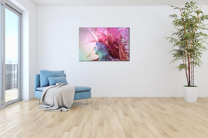 deyoli menschliches Einhorn Format: 80x60 als Leinwandbild, Motiv fertig gerahmt auf Echtholzrahmen,