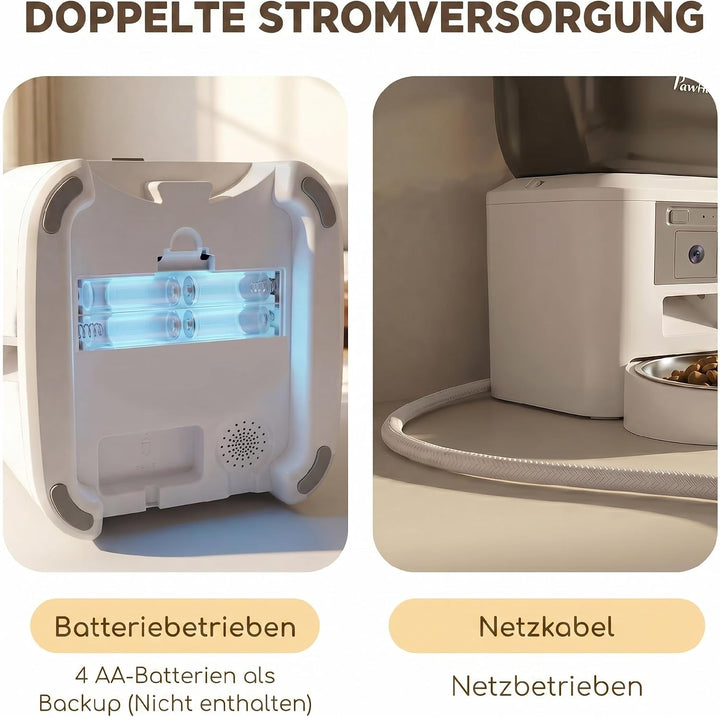 PawHut Futterautomat Katze 2,4G WiFi 4L mit Kamera für Katze und Hund | Katzenfutter Automat, App-St