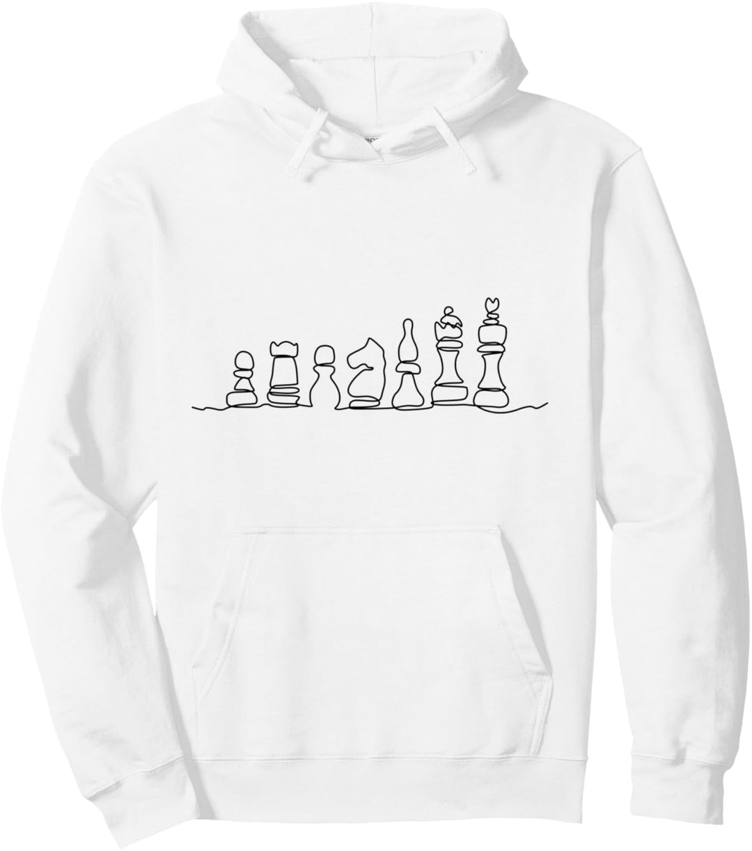 Schachspieler Schach Handgezeichnet One Line Art Kunst Spiel Pullover Hoodie